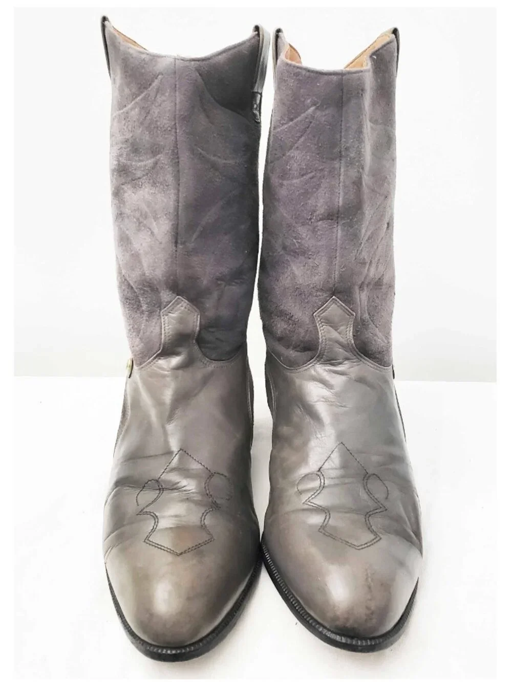 Vintage Pierre Cardin Men's Gray Suede Leather Western Style Boots 9 M